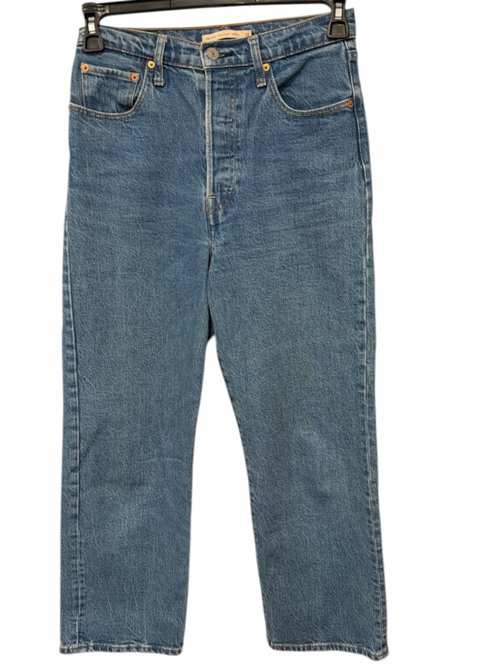 Levi’s Ribcage Straight Jeans 28 High Rise Medium Wash Button Fly Crop - Picture 2 of 8